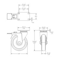 31-SPD5-7 MODULAR SOLUTIONS ALUMINUM CASTER<br>5" SWIVEL TOP PLATE W/LOCK & HARDWARE